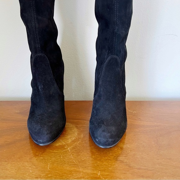 Stuart Weitzman • Highland Boot over the knee thigh high black suede heeled - Picture 4 of 13